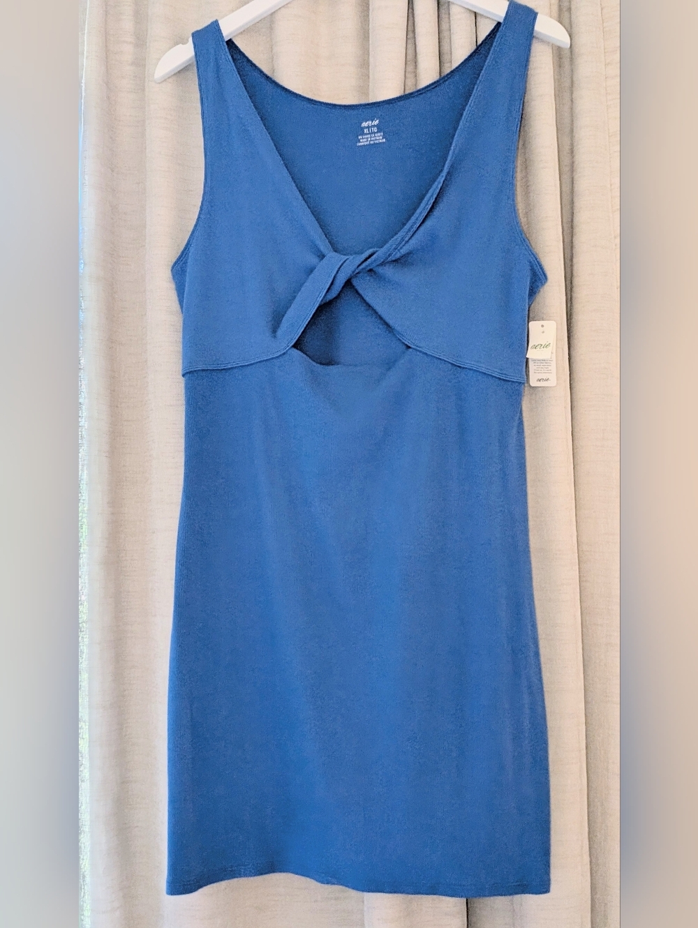 Aerie Blue Ribbed Mini Dress XL